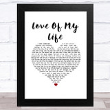 Carly Simon Love Of My Life White Heart Song Lyric Music Art Print
