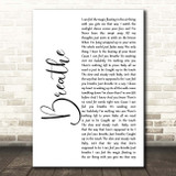 Faith Hill Breathe White Script Song Lyric Print