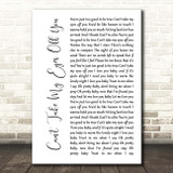Andy Williams Can't Take My Eyes Off You White Script Song Lyric Print
