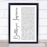 Frank Turner Balthazar, Impresario White Script Song Lyric Print