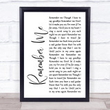 Gail Garcia Bernal Remember Me White Script Song Lyric Print