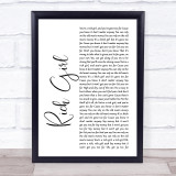 Hall & Oates Rich Girl White Script Song Lyric Print
