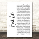Hardy Caprio Best Life White Script Song Lyric Print