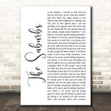 Arcade Fire The Suburbs White Script Song Lyric Print
