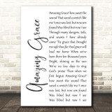 Hymn Amazing Grace White Script Song Lyric Print
