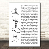 INXS Not Enough Time White Script Song Lyric Print