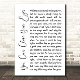 James Taylor You Can Close Your Eyes White Script Song Lyric Print