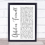 Jay Ungar Ashokan Farewell White Script Song Lyric Print