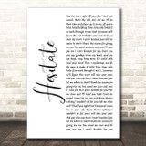 Jonas Brothers Hesitate White Script Song Lyric Print