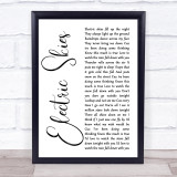 Josh Abbott Band Electric Skies White Script Song Lyric Print
