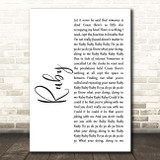 Kaiser Chiefs Ruby White Script Song Lyric Print