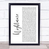 Avenged Sevenfold Nightmare White Script Song Lyric Print