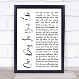 Michael Jackson One Day In Your Life White Script Song Lyric Print