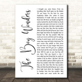 Aztec Camera The Boy Wonders White Script Song Lyric Print