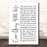 Norah Jones Come Away With Me White Script Song Lyric Print