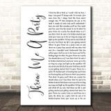 Rita Wilson Throw Me A Party White Script Song Lyric Print