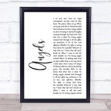 Robbie Williams Angels White Script Song Lyric Print