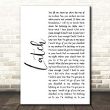 Sam Smith Latch White Script Song Lyric Print