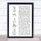 Status Quo Rockin' All Over The World White Script Song Lyric Print