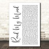 The Killers Read My Mind White Script Song Lyric Print