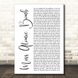 The Killers Miss Atomic Bomb White Script Song Lyric Print