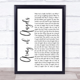 The Script Army of Angels White Script Song Lyric Print