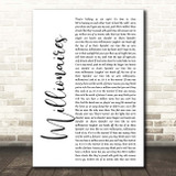 The Script Millionaires White Script Song Lyric Print