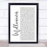 The Script Millionaires White Script Song Lyric Print