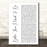 Tim McGraw Better Than I Used To Be White Script Song Lyric Print