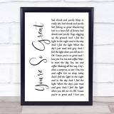 Blur You're So Great White Script Song Lyric Print