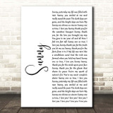 Boney M Sunny White Script Song Lyric Print