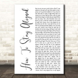 Cearul How To Stay Aligned White Script Song Lyric Print