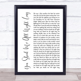 ACDC You Shook Me All Night Long White Script Song Lyric Print