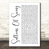 Dire Straits Sultans Of Swing White Script Song Lyric Print
