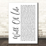 Dire Straits Walk Of Life White Script Song Lyric Print