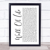 Dire Straits Walk Of Life White Script Song Lyric Print