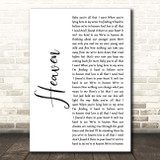 DJ Sammy Heaven White Script Song Lyric Print