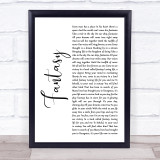 Earth, Wind And Fire Fantasy White Script Song Lyric Print