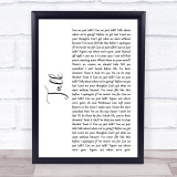 Khalid Talk White Script Song Lyric Wall Art Print