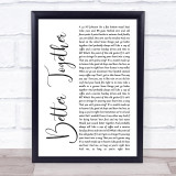 Luke Combs Better Together White Script Song Lyric Wall Art Print