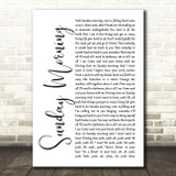 Maroon 5 Sunday Morning White Script Song Lyric Wall Art Print
