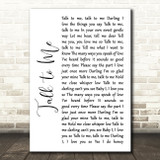 Mickey Gilley Talk to Me White Script Song Lyric Wall Art Print