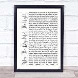 Panic! At The Disco When The Day Met The Night White Script Song Lyric Wall Art Print