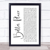 Rachel Platten Better Place White Script Song Lyric Wall Art Print