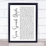Ray Charles & Willie Nelson Seven Spanish Angels White Script Song Lyric Wall Art Print