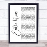 Rush Entre Nous White Script Song Lyric Wall Art Print