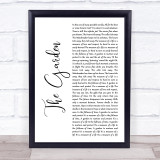 Rush The Garden White Script Song Lyric Wall Art Print