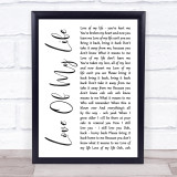 Scorpions Love Of My Life White Script Song Lyric Wall Art Print