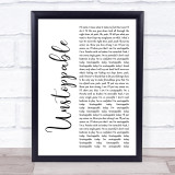 Sia Unstoppable White Script Song Lyric Wall Art Print