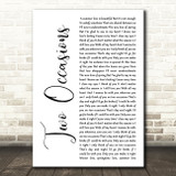 Silk Two Occasions White Script Song Lyric Wall Art Print